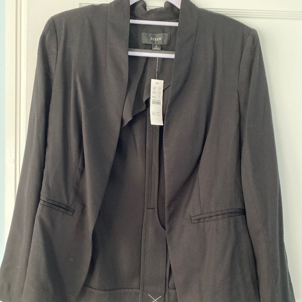 J. Crew Going Out Blazer Open Front Black Size 0